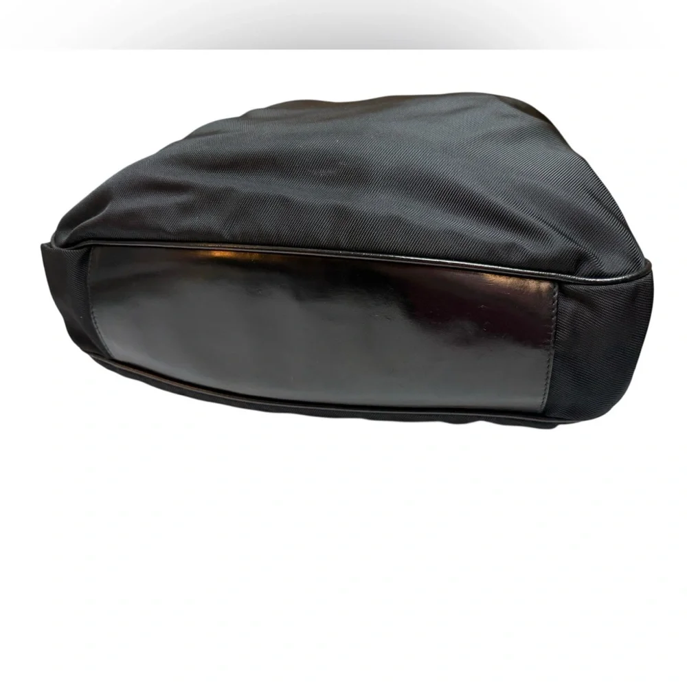 Gucci Vintage Bamboo Handle Nylon Shoulder Bag Black Made in Italy